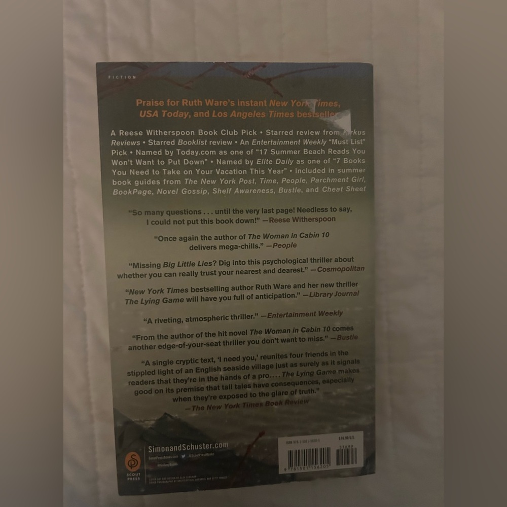 Ruth Ware The Lying Game Paperback Book Club Edition Thriller Simon & Schuster - Picture 2 of 2